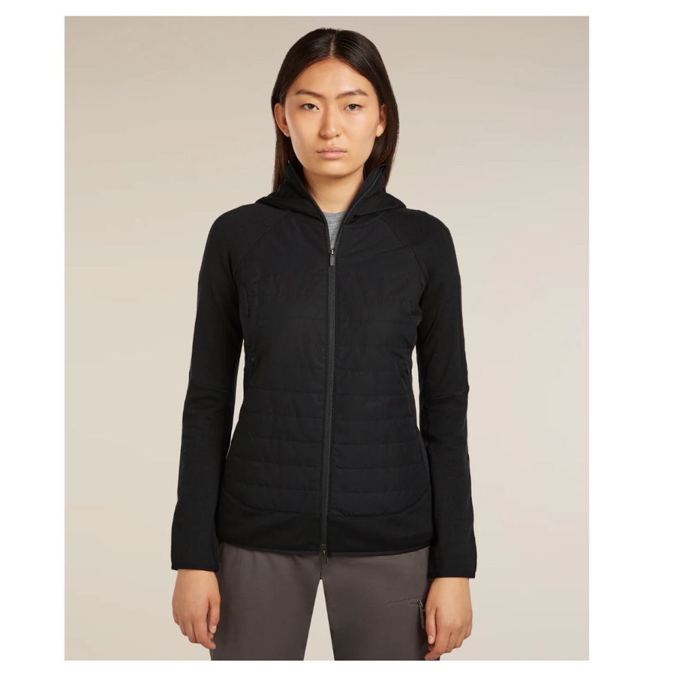 Icebreaker NWT Women's Merino Blend Quantum Hybrid Long Sleeve Zip Hoodie